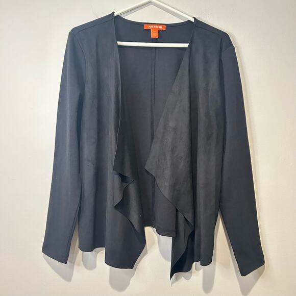 Joe Fresh Open Front Waterfall Jacket Black Sz Medium Suede Office Career Basic - Picture 3 of 10